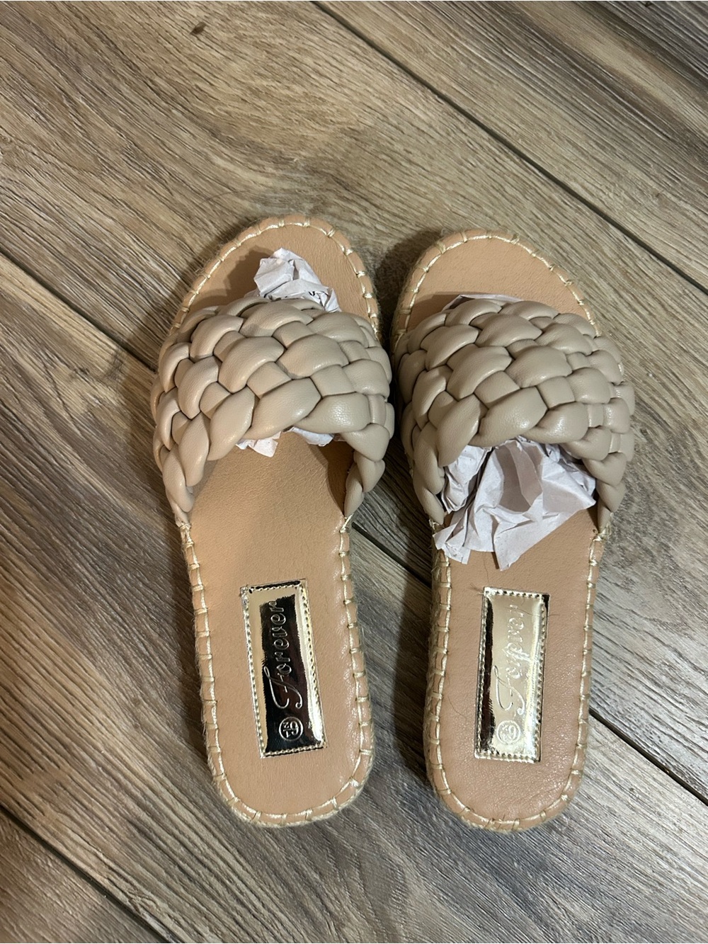 Beige Braided Slide Sandals - Collection
